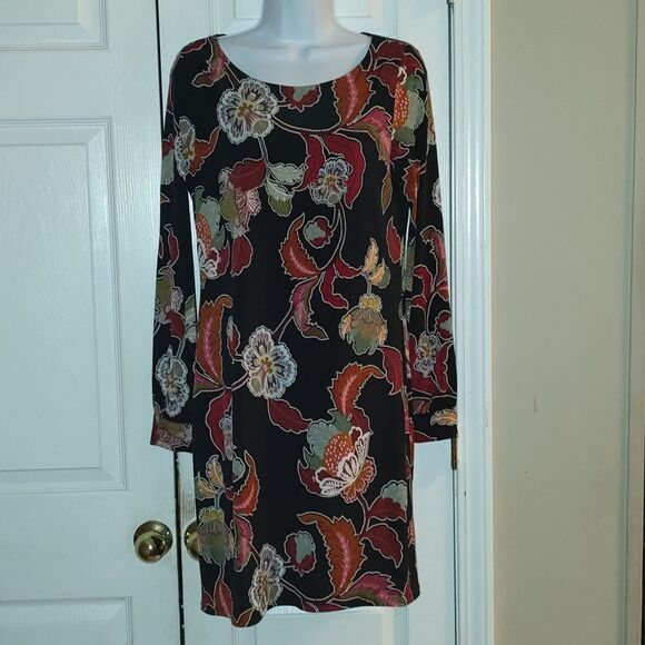 Chetta B black floral print dress  Sz  S - Picture 1 of 5